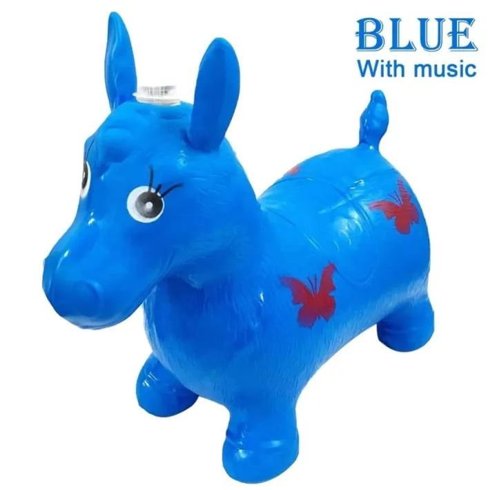Musical Inflatable Bouncy Horse – Plush Animal Hopper Toy with Built-in Music & Butterfly Decals for Toddlers